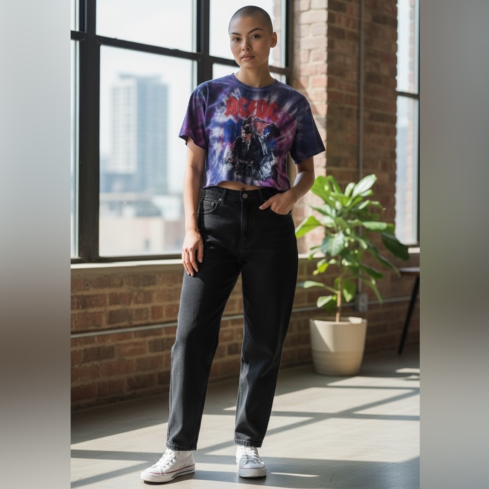 (AC/DC) tie dye cropped shirt